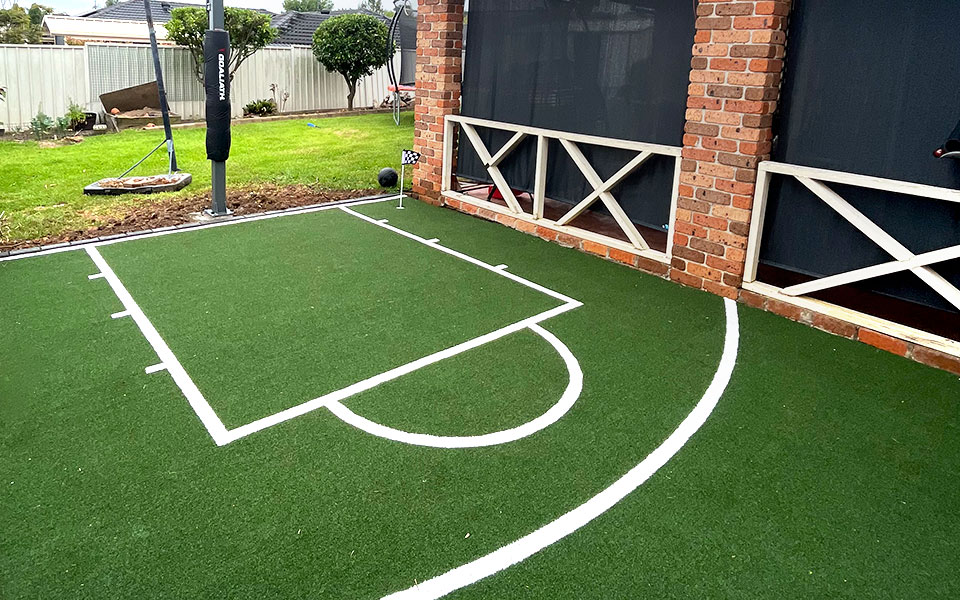 synthetic turf installation basketball court after service