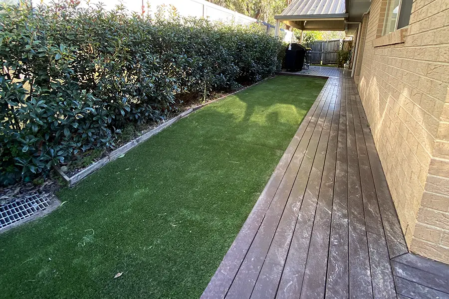 newly installed artificial grass lawn