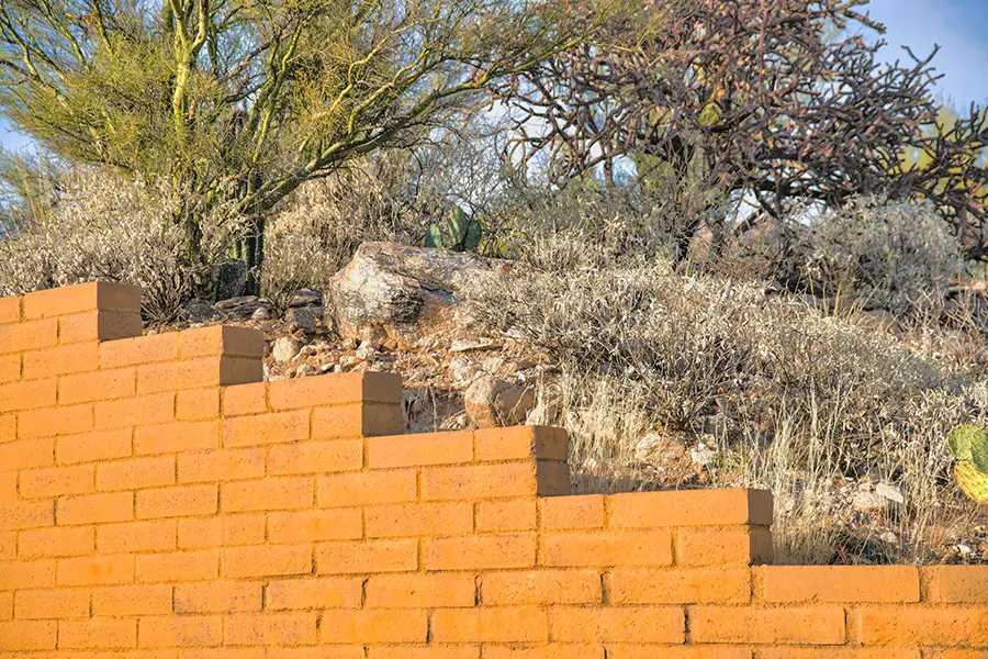 coloured concrete retaining wall