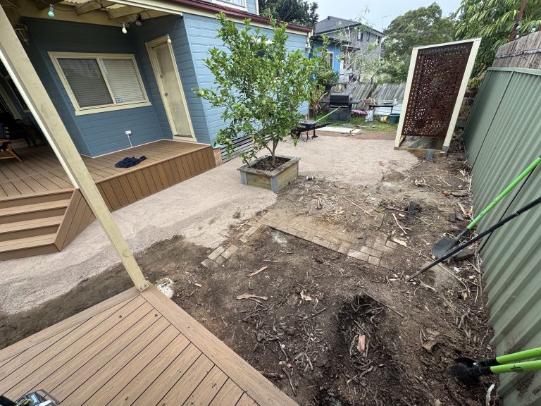 Backyard site preparation and earthworks in progress - Pro Step Landscaping Sydney
